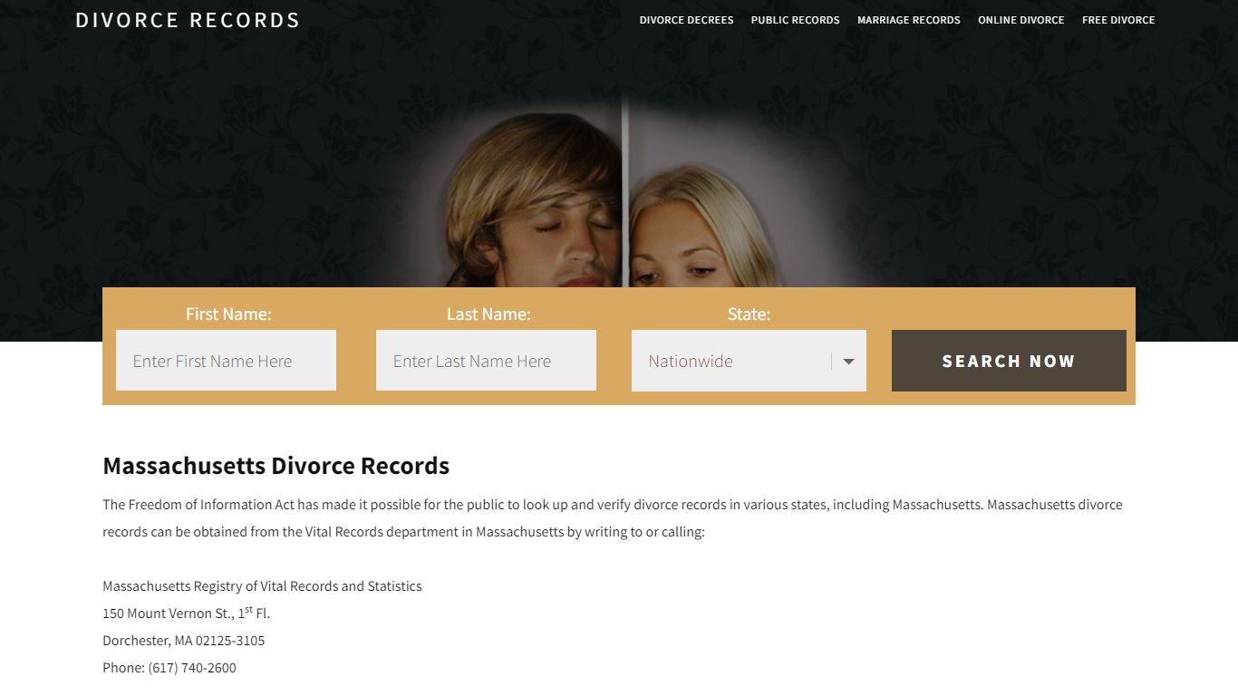 Massachusetts Divorce Records | Enter Name & Search | 14 Days FREE
